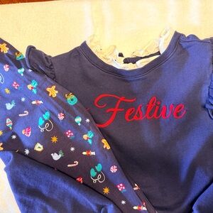 Janie and Jack Navy Festive Kids Matching Set